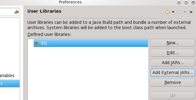 Add external JARs to the new library.