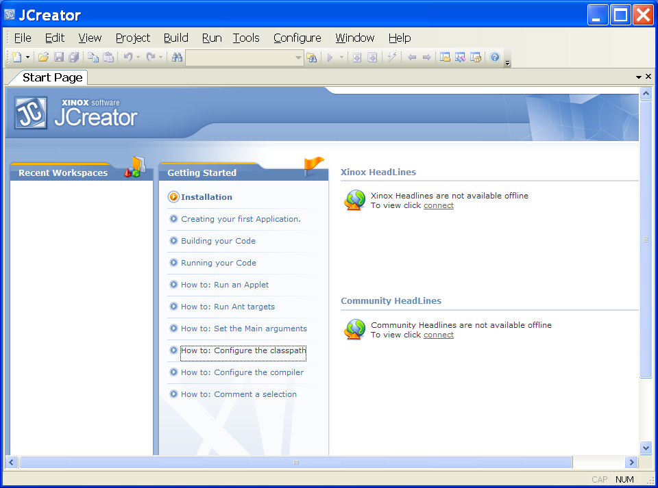 The main window of JCreator